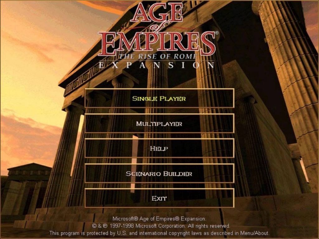 Age of Empires I: The Rise of Rome loading menu. Image source: www.youtube.com